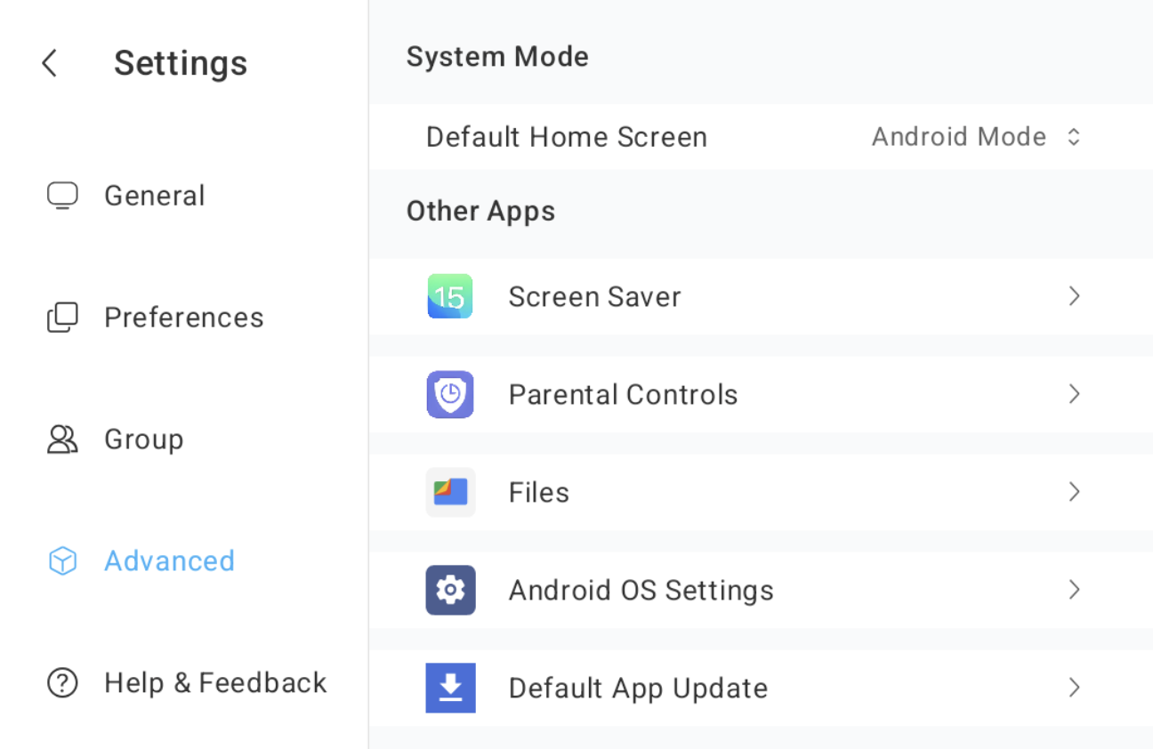 Advanced settings screen in Apolosign Calendar app